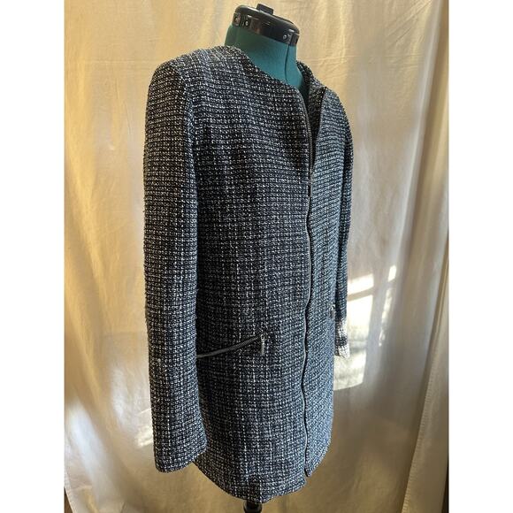 Carolina Belle Montréal Black & White Tweed Zip Front Coat – Women’s Size Small - Picture 4 of 6